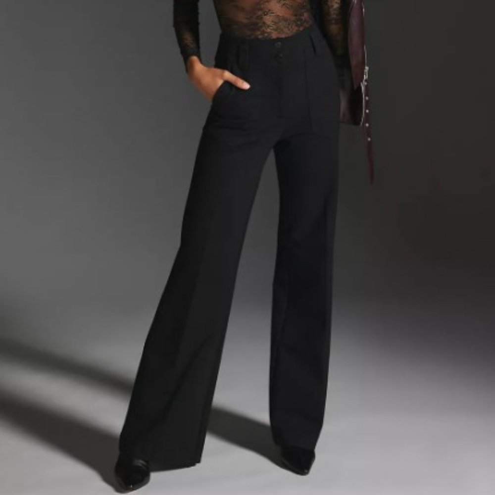 Womens Anthropologie Maeve Ponte Wide-Leg Pants Size 6
